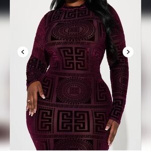 Elegant Burgundy Patterned Dress